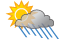 Very warm in the morning; increasing cloudiness with occasional rain and a thunderstorm in the afternoon