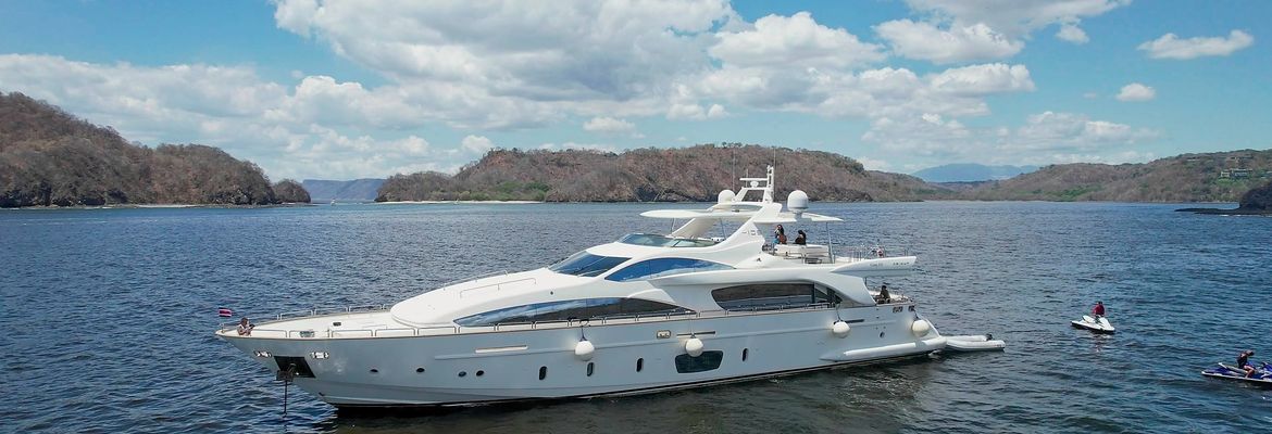 azumit yacht aerial view with jetskis