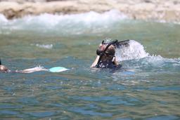 family snorkeling distant 4