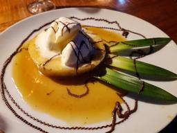 pineapple flambe drizzled chocolate