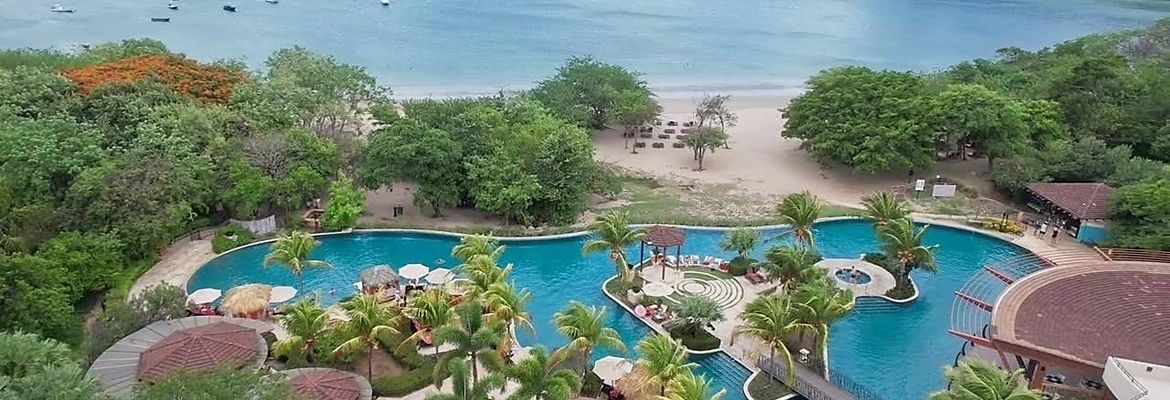 dreams las mareas aerial view of the lower pools and beach area