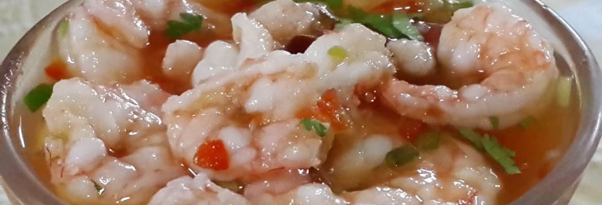 shirmp ceviche closeup at perla del sur restaurant