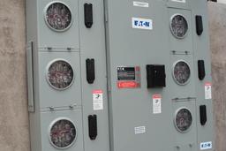 utility meters located on the side of building