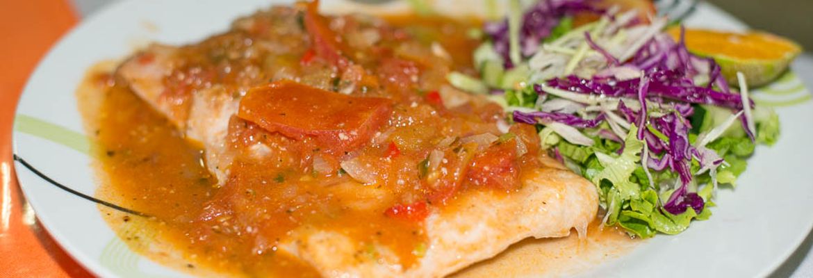 seabass on tomatoe sauce with salad restaurante carolina