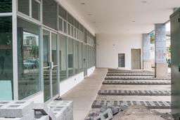 first floor parking spaces under construction view from the corner