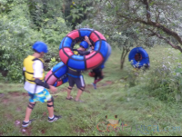 Hiking To The Blue River To Start Tubbing Rincon De La Vieja
 - Costa Rica