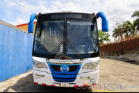        Passenger Hino Senior Coach Front View With Trees
  - Costa Rica