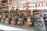 shelves of pottery willys guaitil 
 - Costa Rica