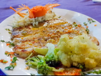 Garlic Sailfish With Vegetables At Las Vegas Restaurant Sierpe
 - Costa Rica