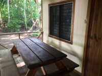        cabins porch picnic table 
  - Costa Rica