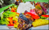 Beef Shish Kabab Closeup Agua Dulce Hotel
 - Costa Rica