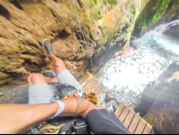 Rappeling Down With River View Below White River Canyon Zip Line Rincon De La Vieja
 - Costa Rica