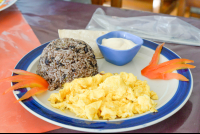        Gallo Pinto With Eggs And Sourcream Restaurante Carolina
  - Costa Rica