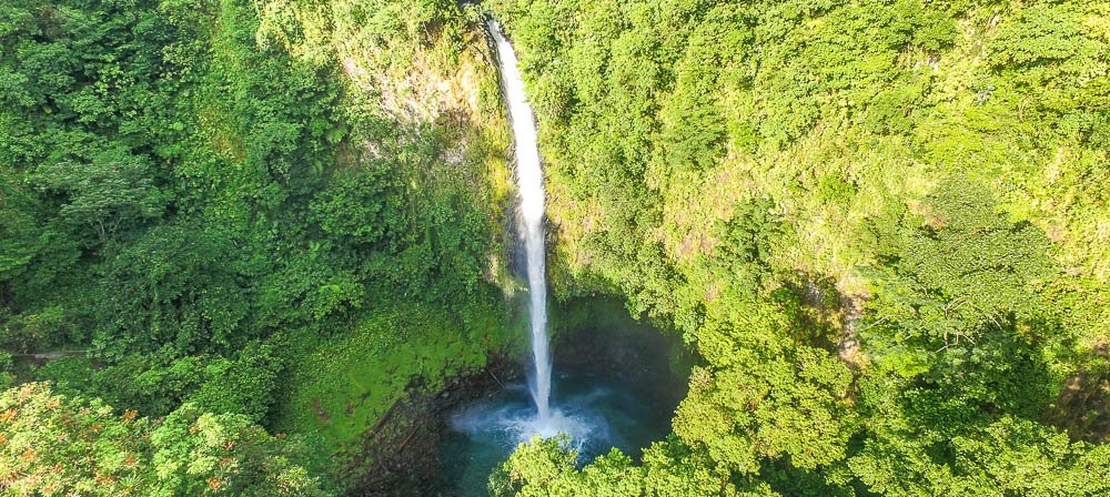        fortuna waterfall front aerial view with pond_
  - Costa Rica
