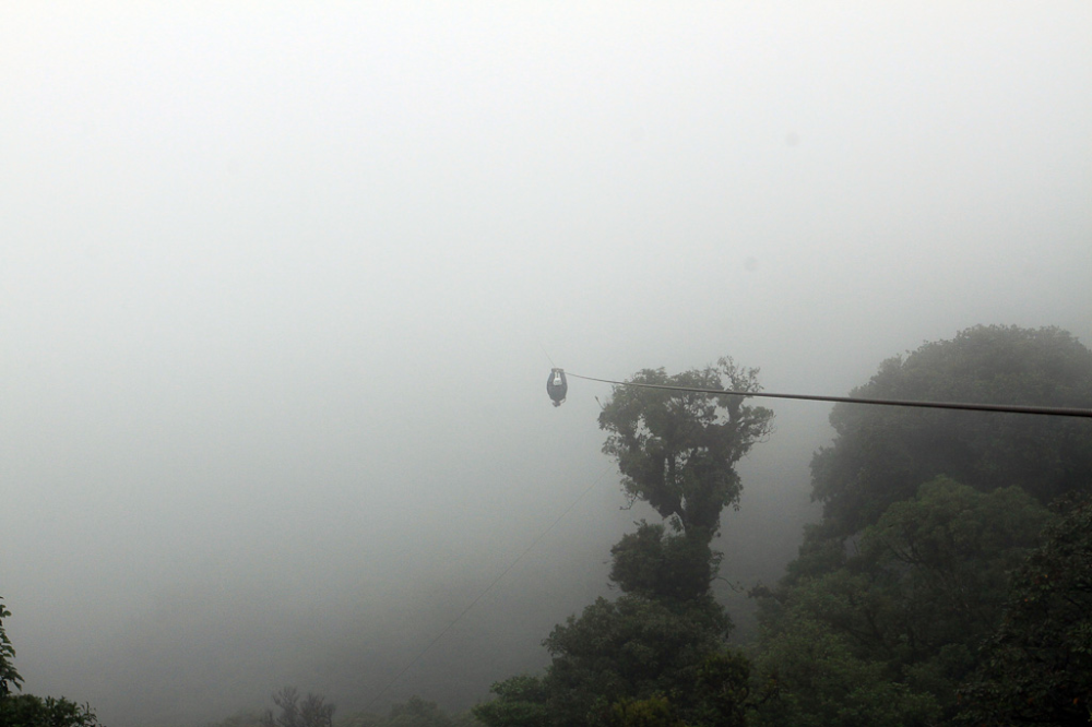 Flying through the clouds in Monteverde