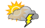 Some sun, then turning cloudy with widely separated thunderstorms; humid
