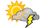 Very warm in the morning with a thunderstorm or two; otherwise, times of clouds and sun