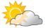 Partly sunny and windy; pleasant in the afternoon